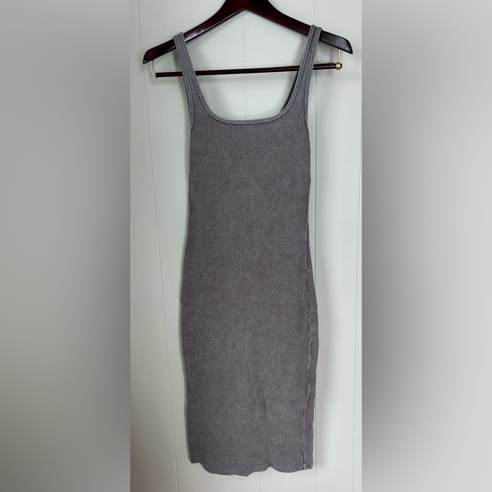 Wilfred Free Taupe Ribbed Strapless Dress